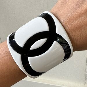 Chanel Black and White Cuff Bracelet